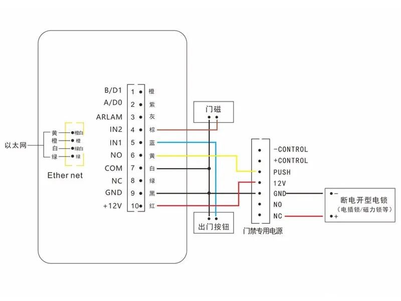 電插鎖和門禁一體機(jī)通用接線方式(圖4)